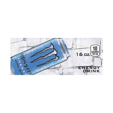 Monster Energy Ultra Blue can on ice small size flavor strip