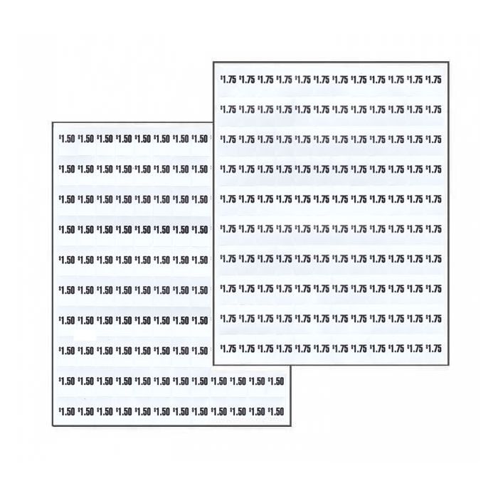 Dixie Narco Model 5591 price labels sheet 1.50-1.75 cents