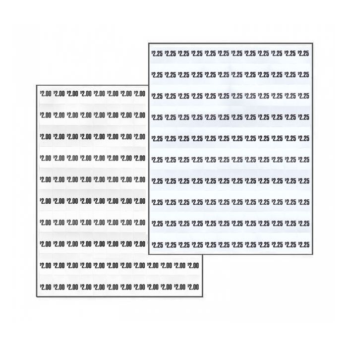 Dixie Narco Model 5591 price labels sheet 2.00-2.25 cents
