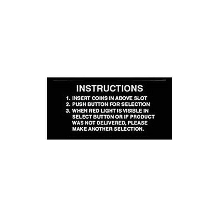Dixie Narco Instruction Decal