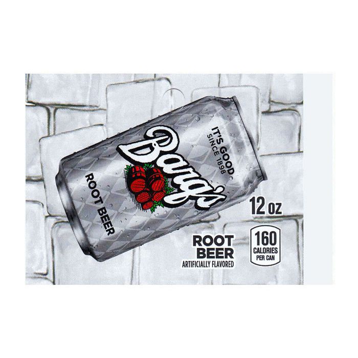 Barqs Root Beer on ice medium size flavor strip