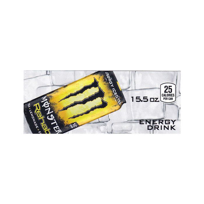 Monster Energy Rehab Lemonade can on ice small size flavor strip