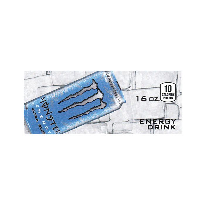 Monster Energy Ultra Blue can on ice small size flavor strip