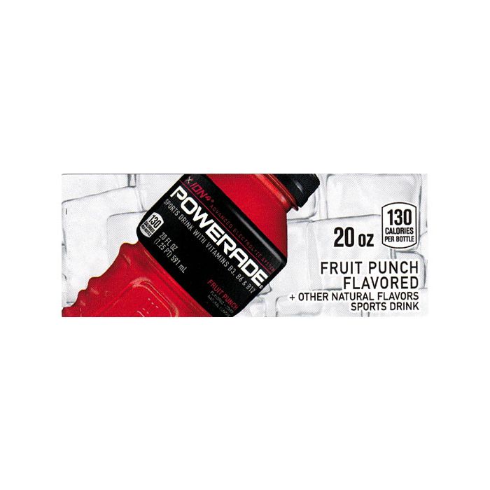 Powerade Fruit Punch small size 20 oz bottle flavor strip