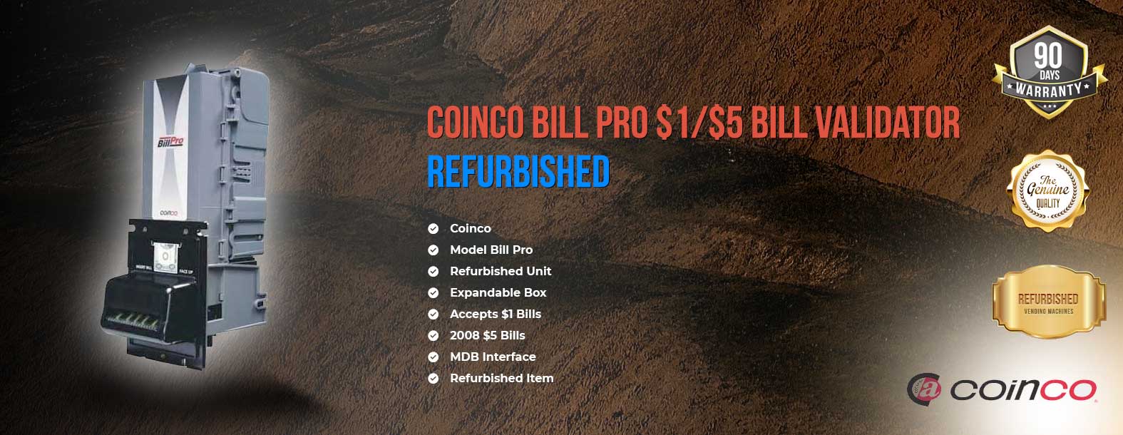 Coinco Bill Pro $5 Bill Validator