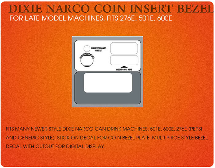 Dixie Narco Coin Bezel Decal MP