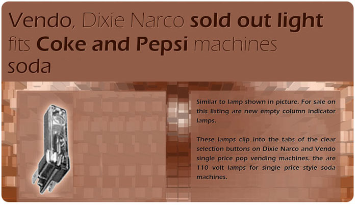 Dixie Narco Sold out lamp